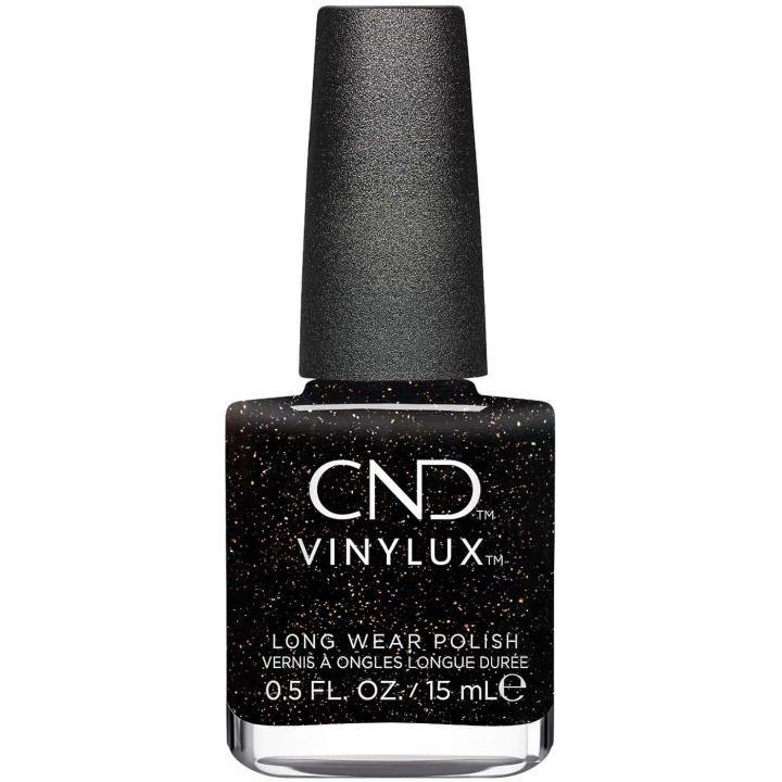 Svart nagellack med glitter – CND Vinylux Nr. 483 Opulent Onyx – Frtrollande look