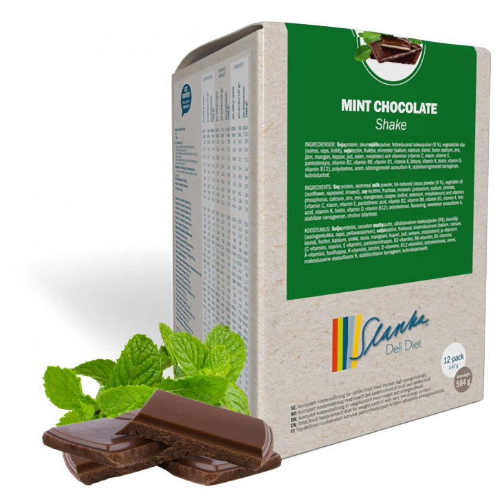 Slanka Deli Diet MintChoklad Shake - 12-pack - VLCD fr snabb viktminskning - Ketogen diet