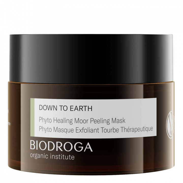 Biodroga Down To Earth Phyto Healing Moor Peeling Mask – Vegansk och ekologisk 2-i-1-mask som exfolierar och vårdar huden