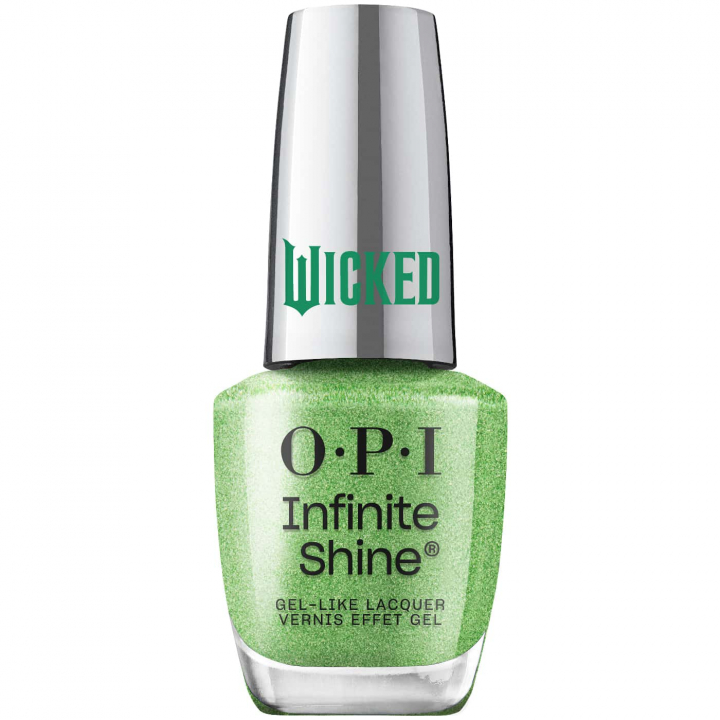 Glow-in-the-dark-ljusgrönt nagellack från OPI Wicked-serien, perfekt för en lekfull och iögonfallande manikyr.