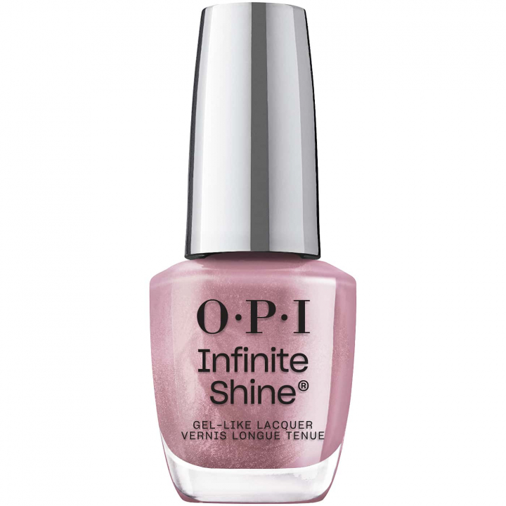 Nagellack i djup purpur med isig silverglans – OPI Infinite Shine Sheen''s All That, fr en elegant nagellook.