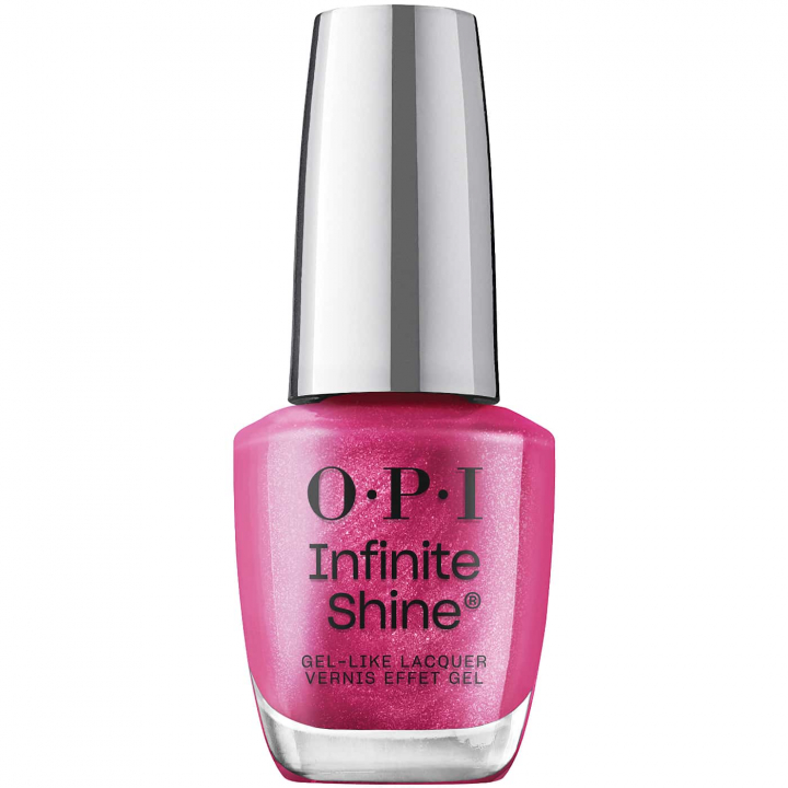 Nagellack i intensiv magenta nyans – OPI Infinite Shine DeJa RoUgE, fr dramatisk och elegant look.