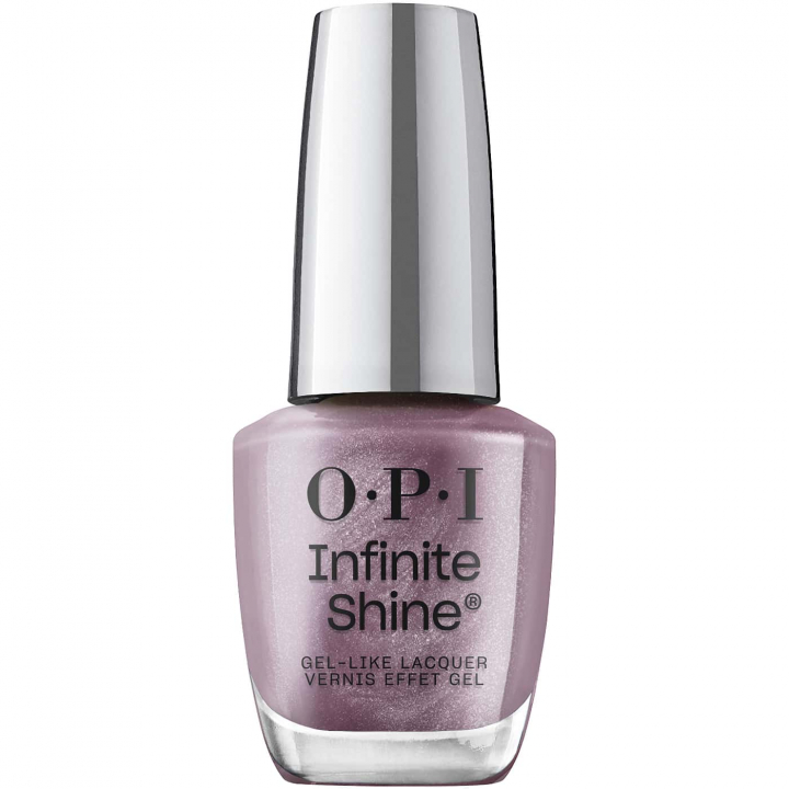 Nagellack i skimrande brunlila nyans – OPI Infinite Shine Surrealicious, fr elegant och sofistikerad look.