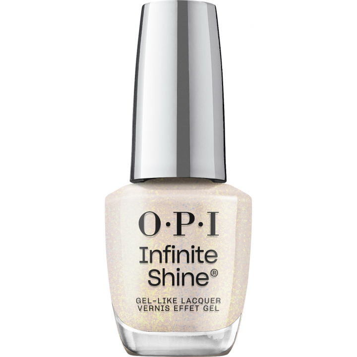 OPI IS From Dusk to Salon - Vitgrtt nagellack med guldskimmer fr en elegant och tidls manikyr